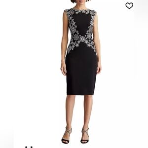Tadashi Shoji Kiran Floral Embroidered Sheath Cocktail Dress Size 6 NWT $400